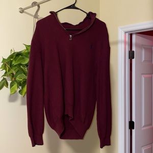 Large maroon quarter zip with collar. Polo Ralph Lauren